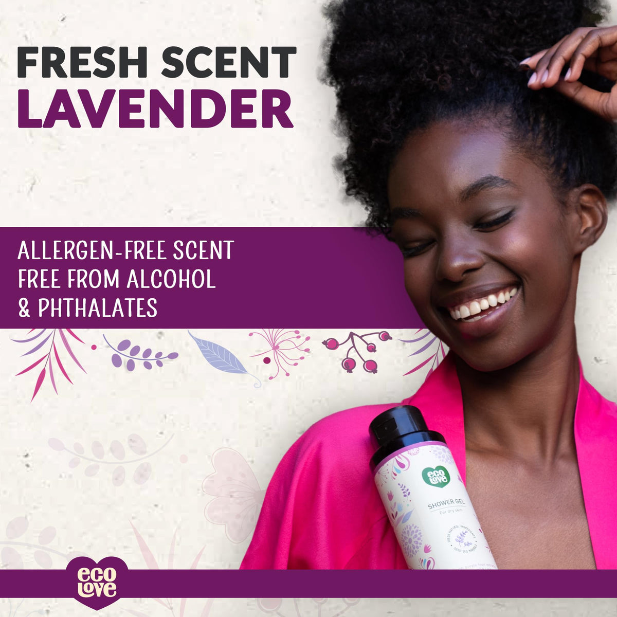 ecoLove creamy lather in hand demonstrating gentle cleansing and moisturizing feel