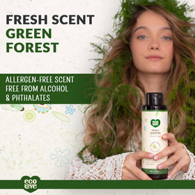ecoLove in family shower scene demonstrating safe gentle formula benefit for all ages