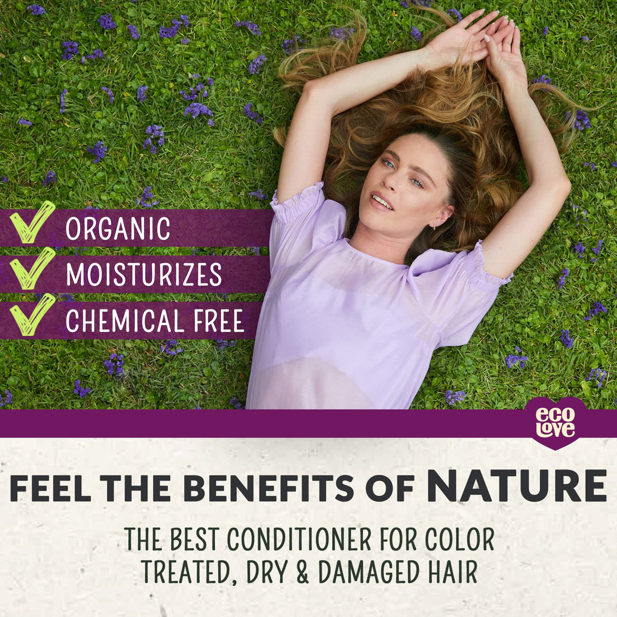 ecoLove conditioner applied to hair in salon-style for detangling