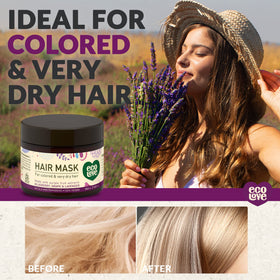 ecoLove mask applied to curly hair demonstrating deep conditioning benefit