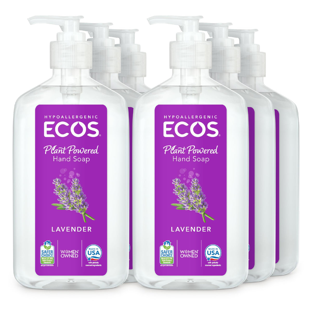 ECOS bottle front packaging showing lavender scent and hypoallergenic benefit