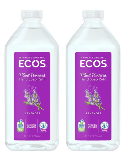 ECOS front label view showing lavender scent and refill benefits