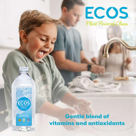 ECOS refill beside recycle icon emphasizing reduced plastics