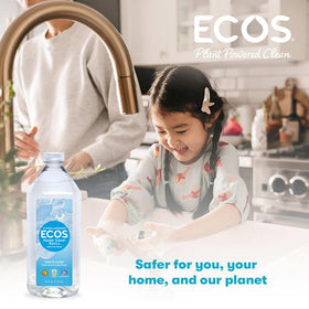 ECOS pouch next to a hand to show refill size and scale