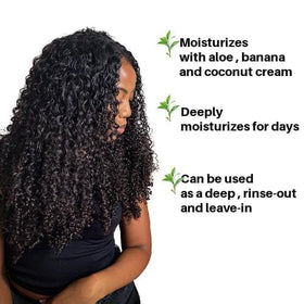 Ecoslay Banana Cream texture close-up highlighting creamy slip for effortless detangling