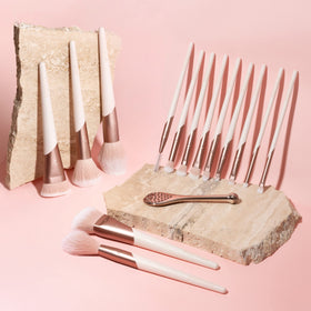 EcoTools brushes drying flat after cleaning demonstrating easy care and longevity benefit