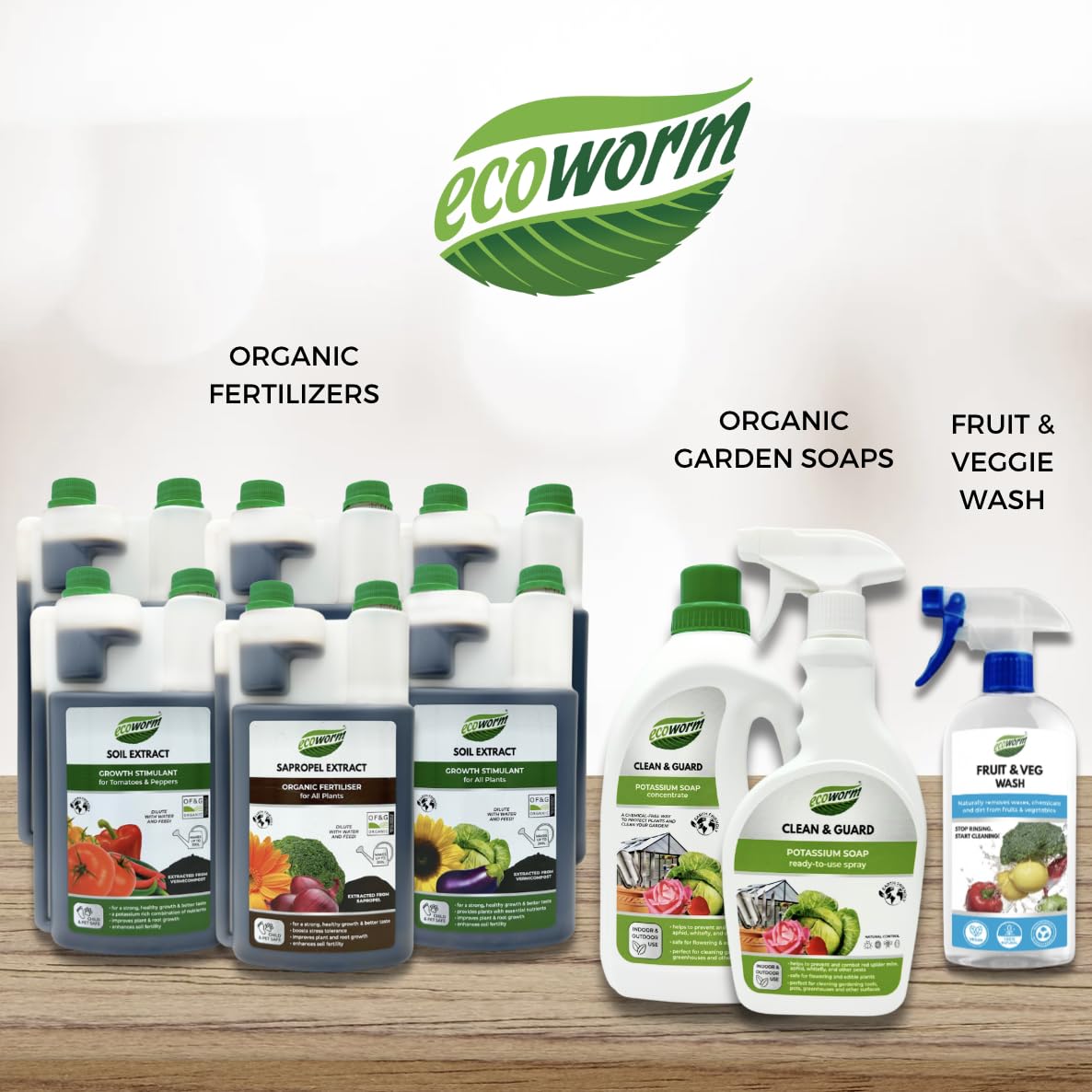Ecoworm applied to plant leaf close-up removing dust and residue, visible cleaner finish