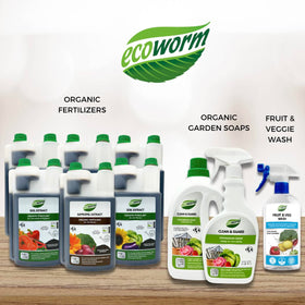 Ecoworm applied to plant leaf close-up removing dust and residue, visible cleaner finish