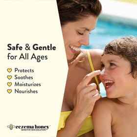 Eczema Honey being applied to face for gentle sun protection