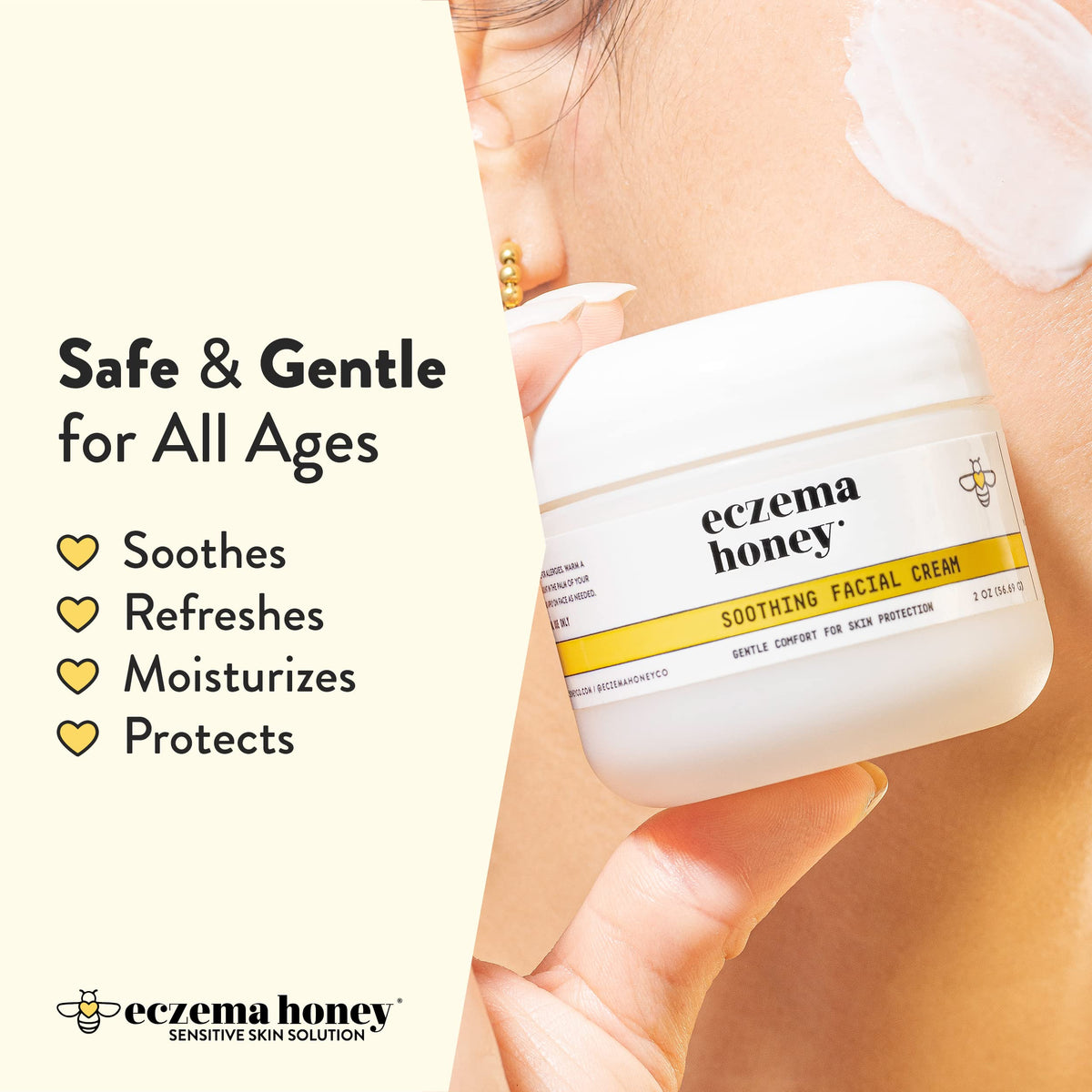ECZEMA HONEY application on hand demonstrating easy spreadability and soothing effect on dry skin