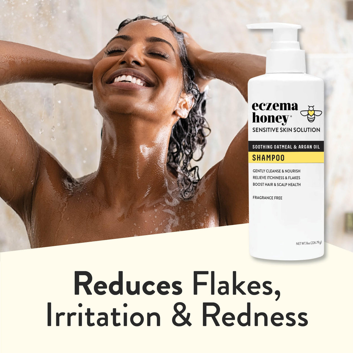 ECZEMA HONEY bottle in bathroom lifestyle for everyday care