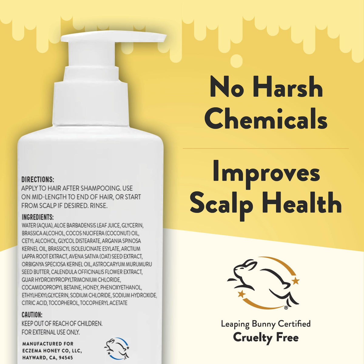 ECZEMA HONEY applied to scalp demonstrating calming application and relief