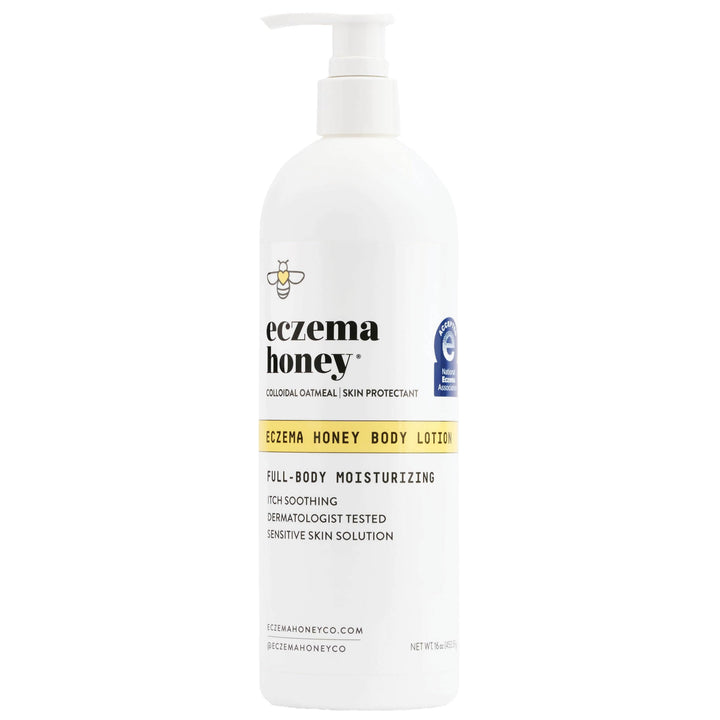 ECZEMA HONEY front label showing product name and 16 oz size benefit