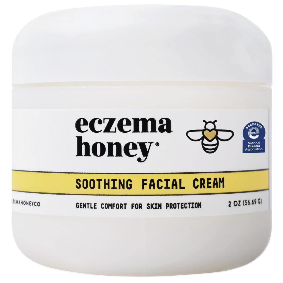 ECZEMA HONEY front packaging showing the 2 oz tube and ingredient callouts for gentle relief