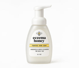 ECZEMA HONEY front packaging showing unscented gentle foaming hand soap benefits