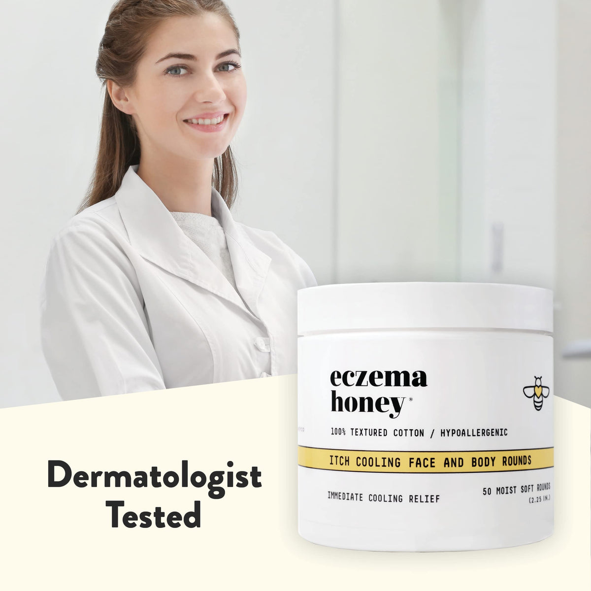 ECZEMA HONEY pad on bathroom counter in lifestyle setting for daily routine