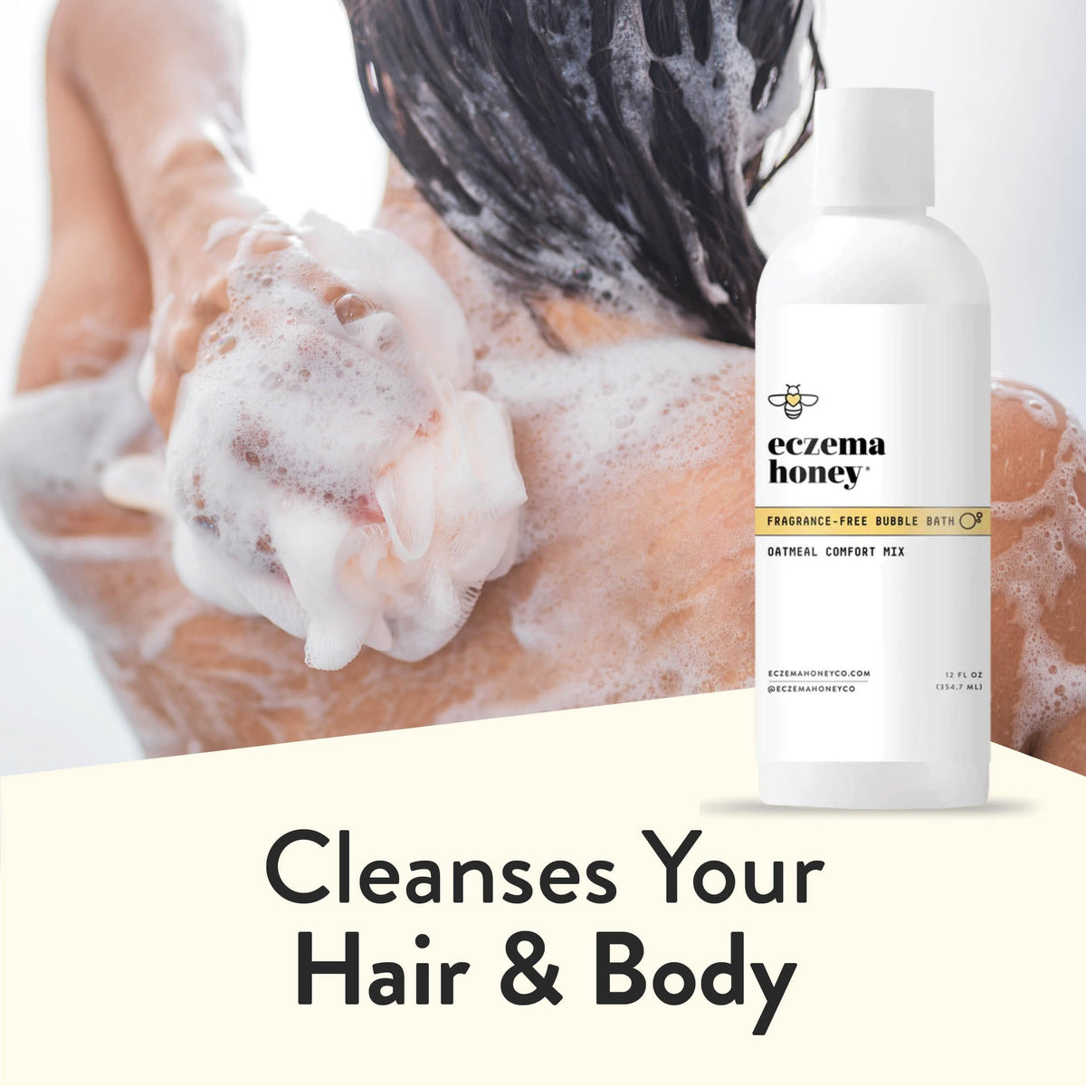ECZEMA HONEY bottle in family bathroom lifestyle scene highlighting safe family use benefit