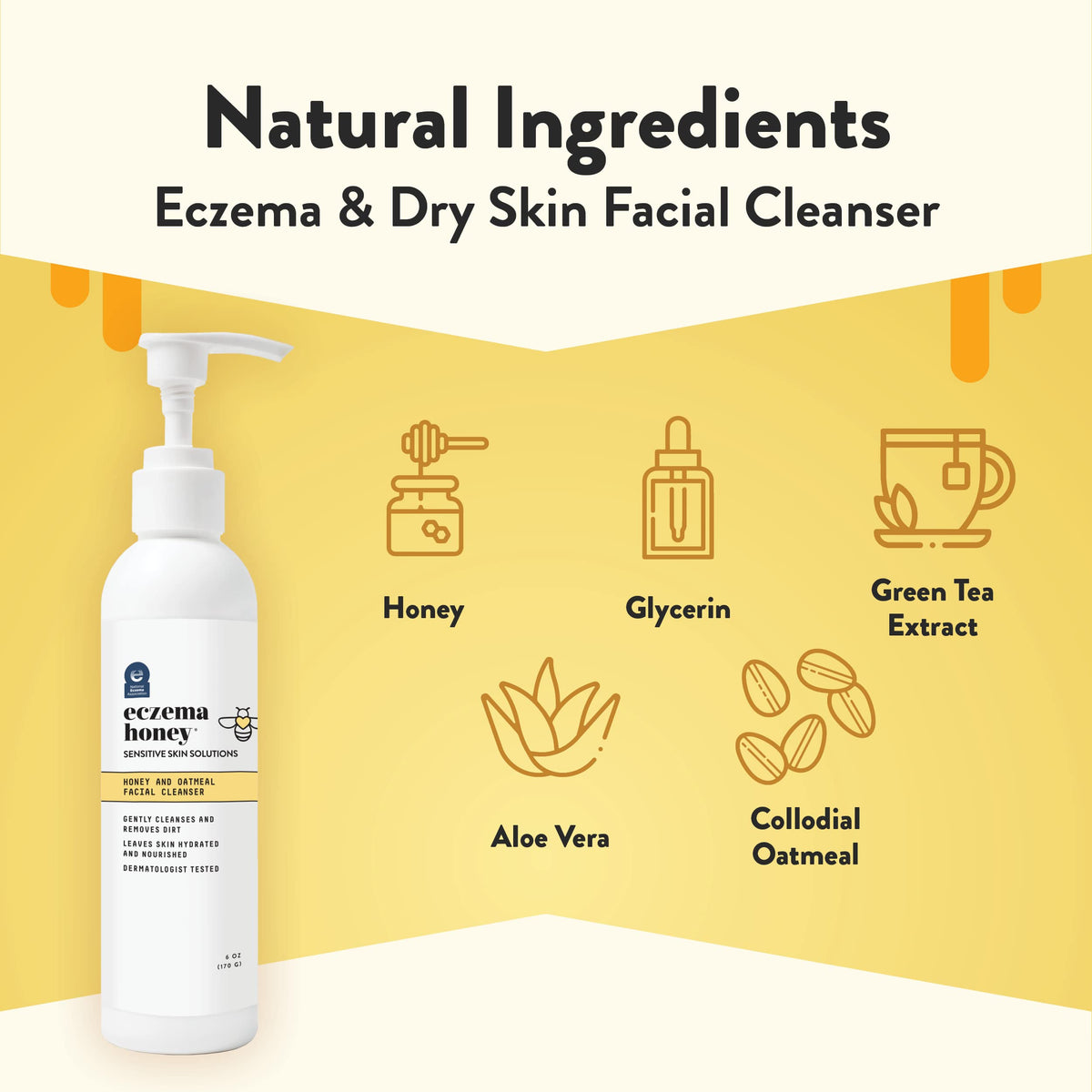 ECZEMA HONEY pump dispenser close-up for easy controlled use