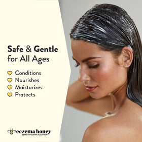 ECZEMA HONEY creamy conditioner texture illustrating hydration and non-greasy feel