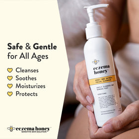 ECZEMA HONEY creamy foaming texture demonstrating mild lather