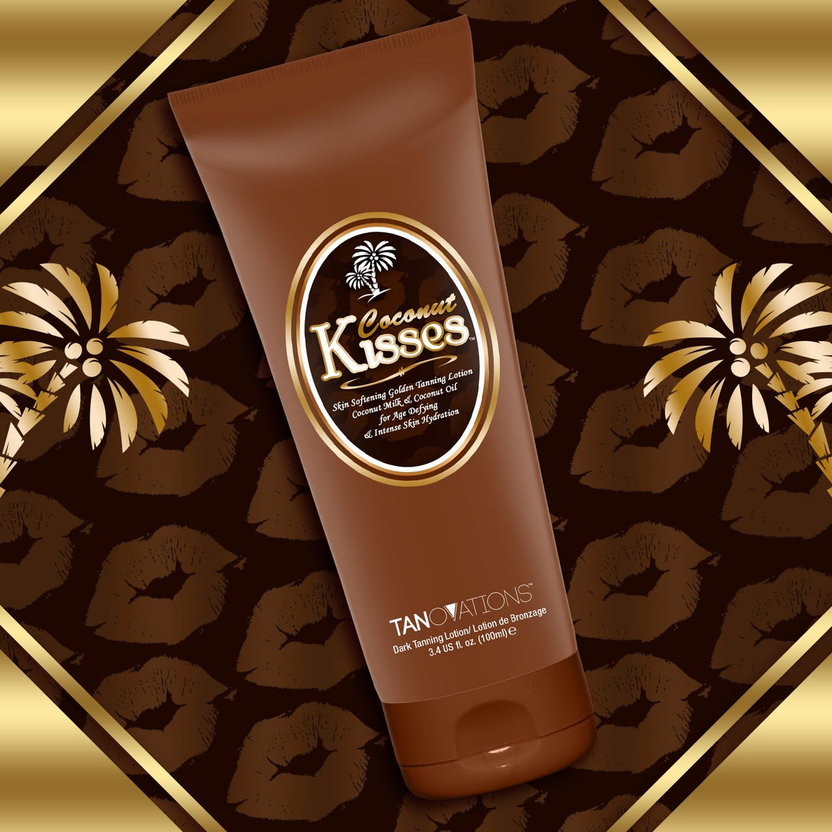 Ed Hardy coconut kisses next to passport illustrating travel-size convenience