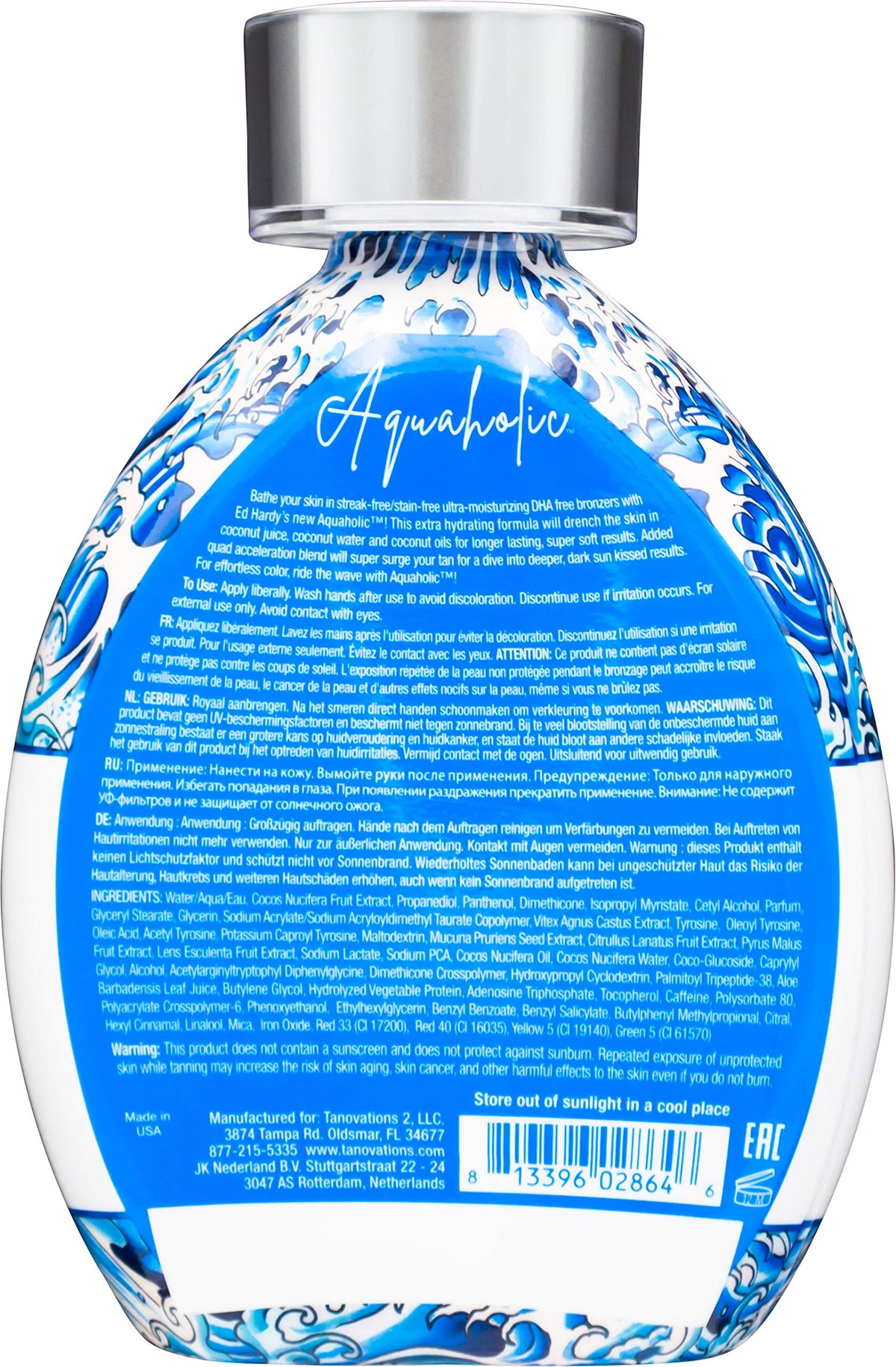 ED HARDY texture close-up of lotion showing creamy coconut formula and hydration