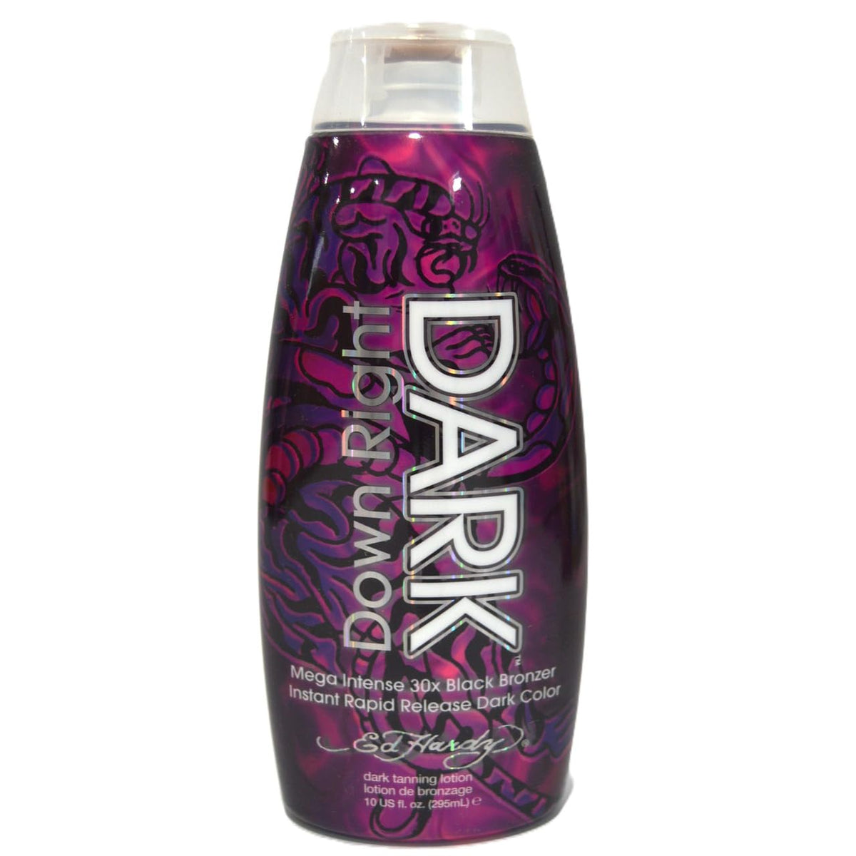 ED HARDY bottle front view showing label and 10 oz size, emphasizing quick bronzing