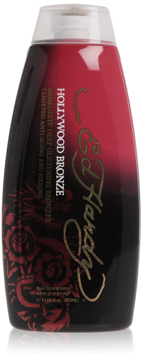 Ed Hardy Hollywood Bronze front bottle view showing label and 10 oz size benefit