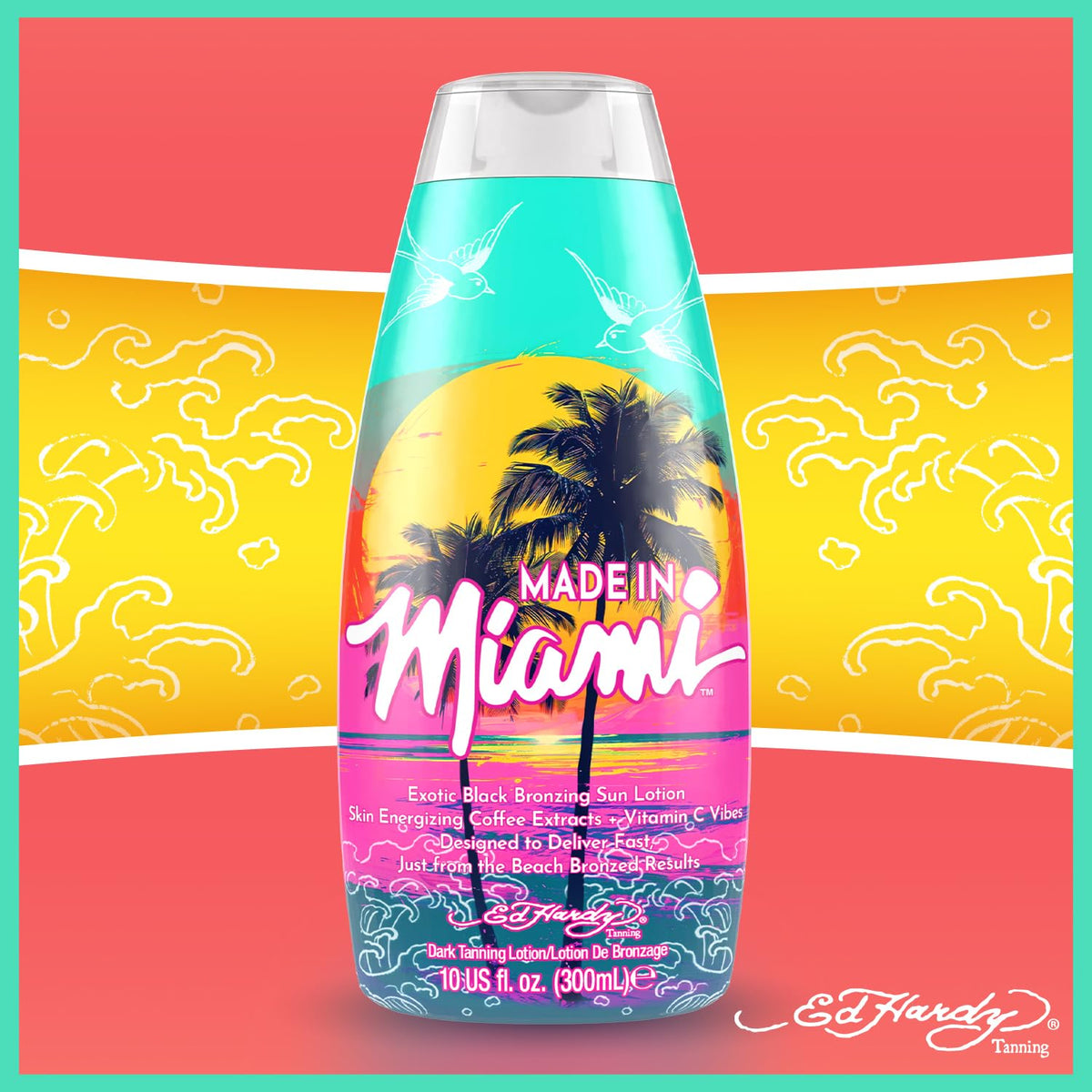 ED HARDY ingredients display with coconut water and blue tansy benefits