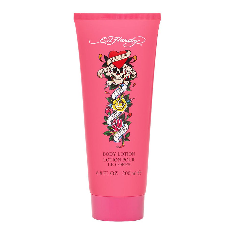 Ed Hardy bottle front view showing Christian Audigier branding and designer packaging benefit