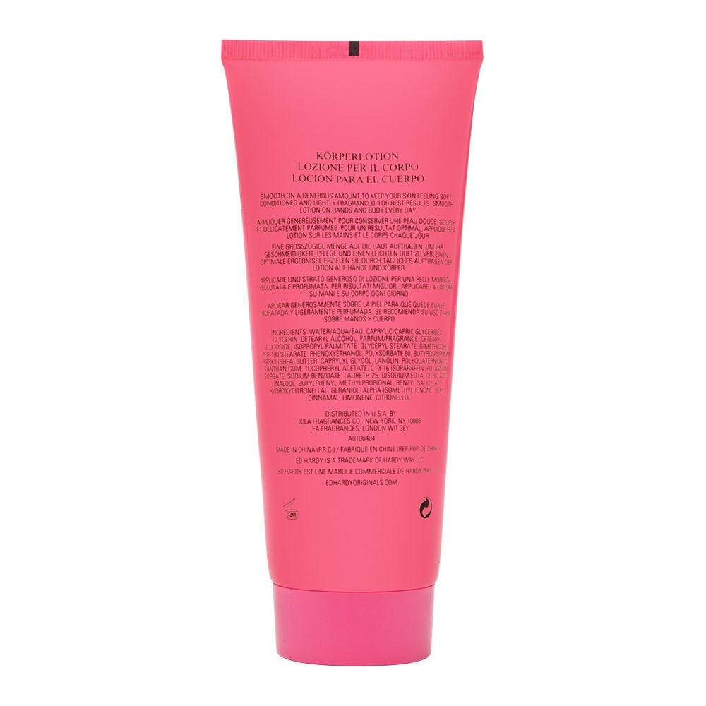 Close-up of lotion texture from Ed Hardy revealing smooth, fast-absorbing hydration benefit