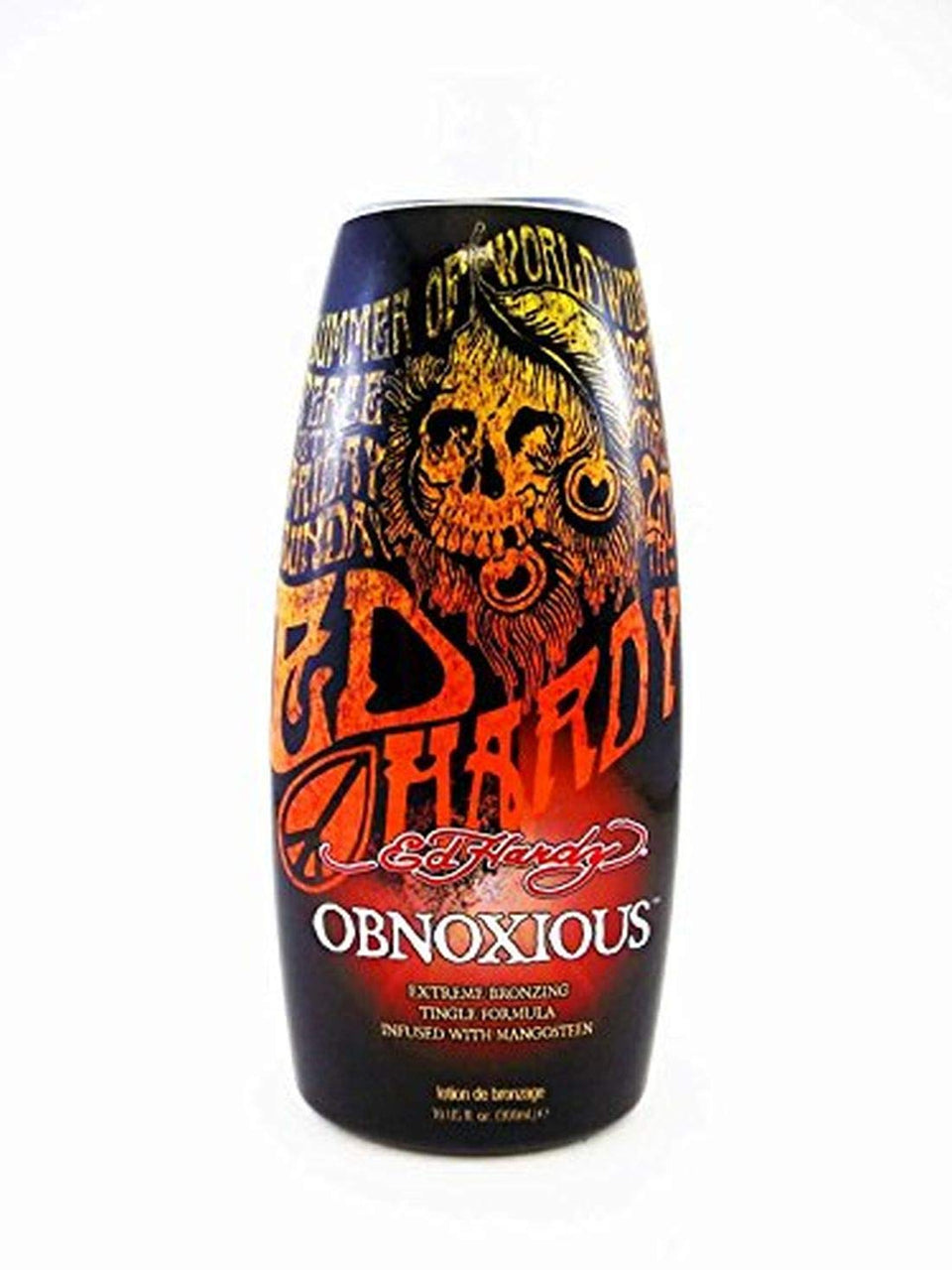 ED HARDY front bottle shot showing bronzer label and easy-grip cap, boosts immediate color