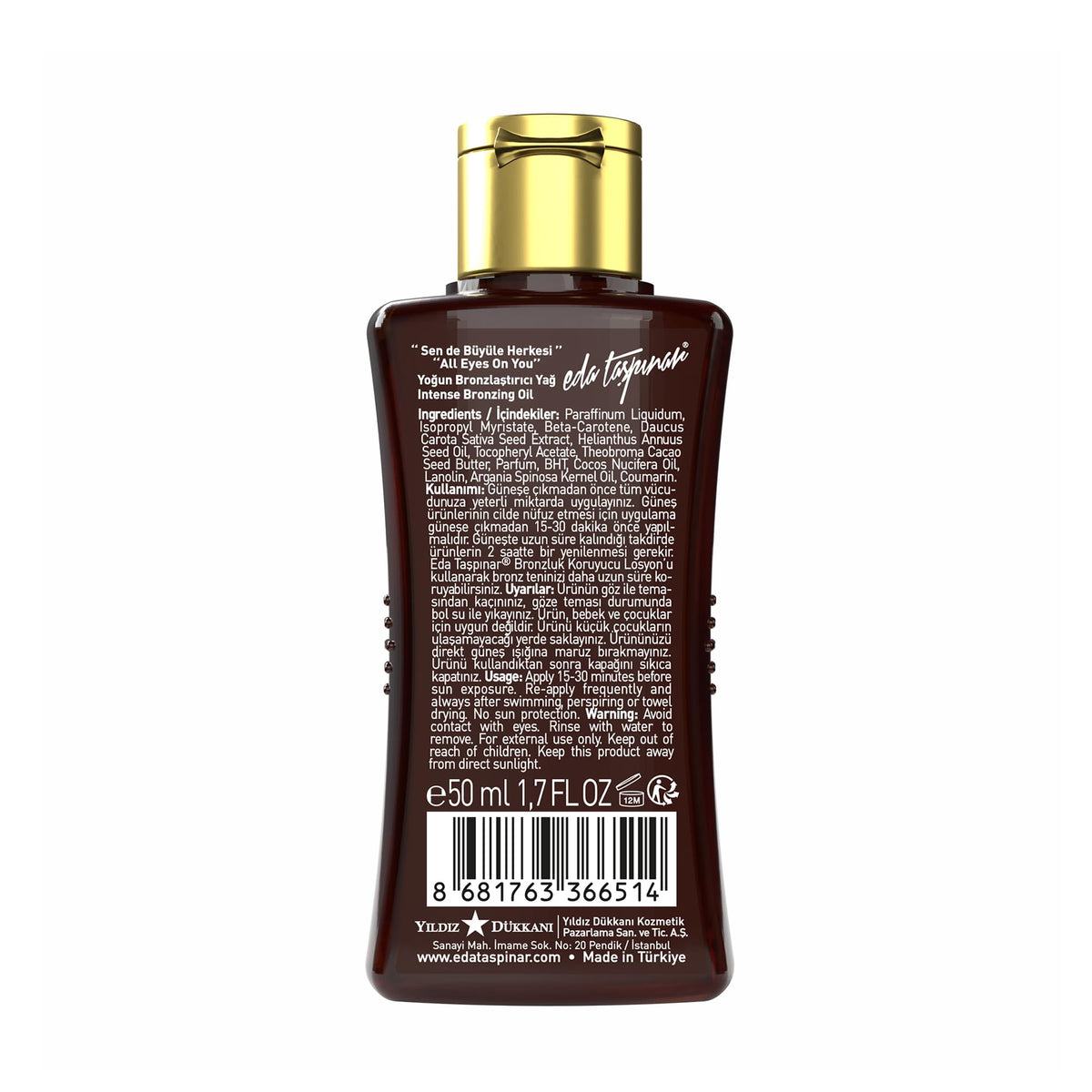 Eda Taşpınar label detail focusing on ingredients and application tips
