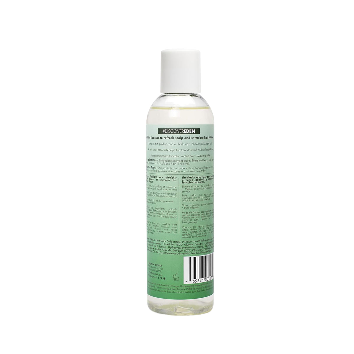 EDEN BodyWorks back label close-up listing ingredients and directions