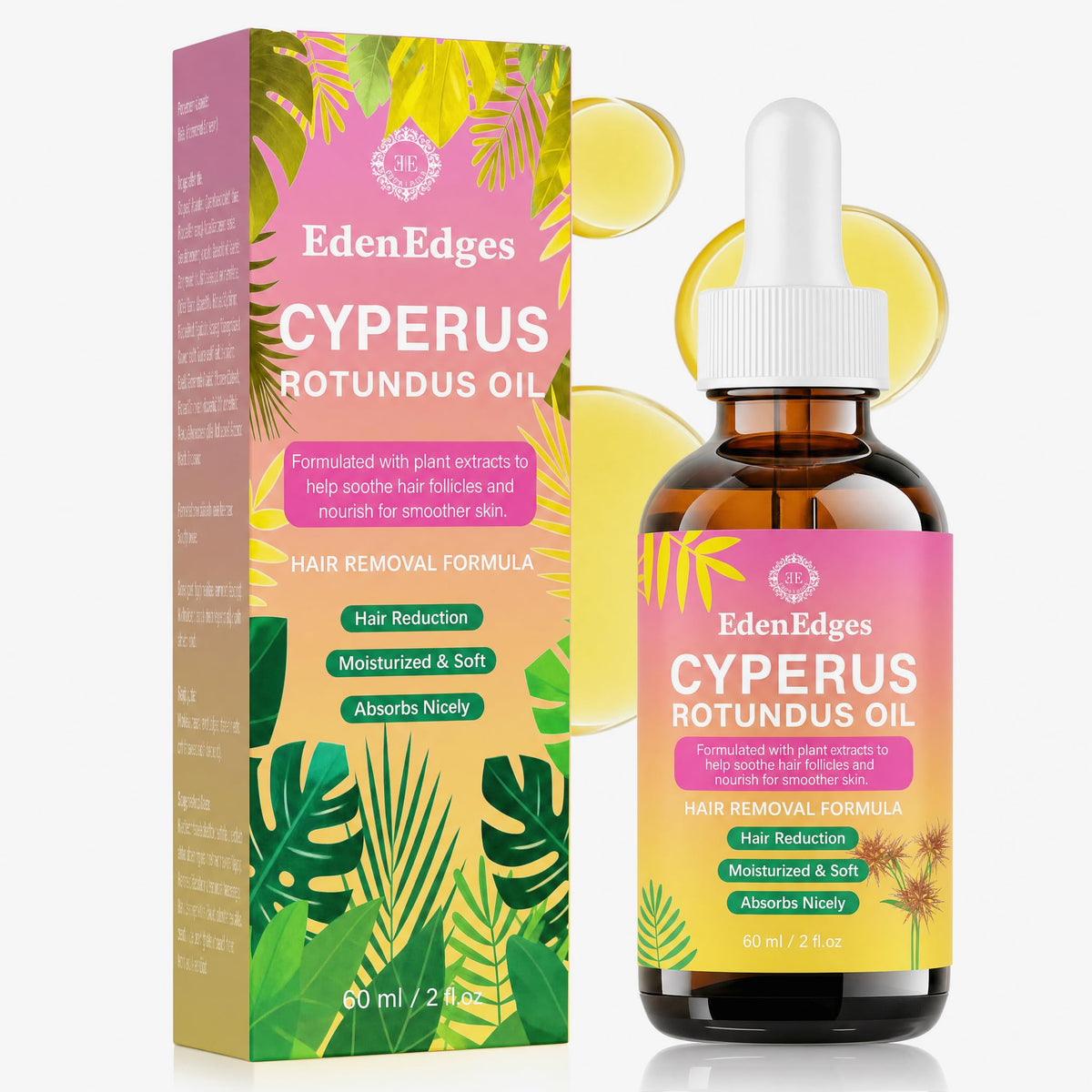 EdenEdges bottle front view showing product and benefit of smoother skin