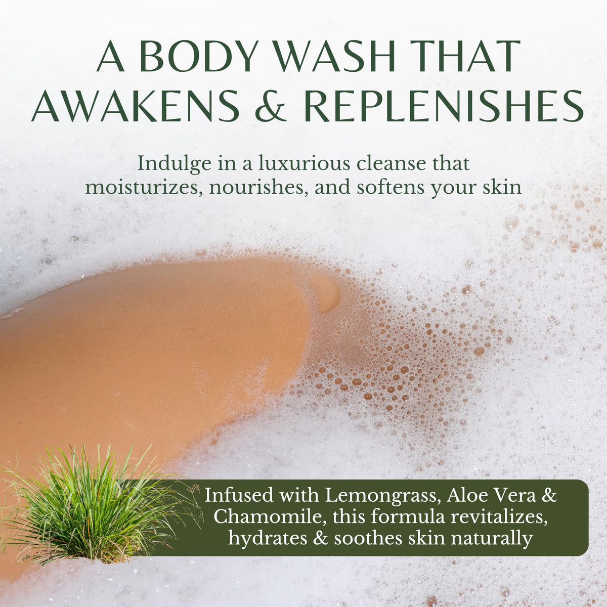 EDENIKA BOTANICALS cream gel on loofah creating rich lather and easy rinsing