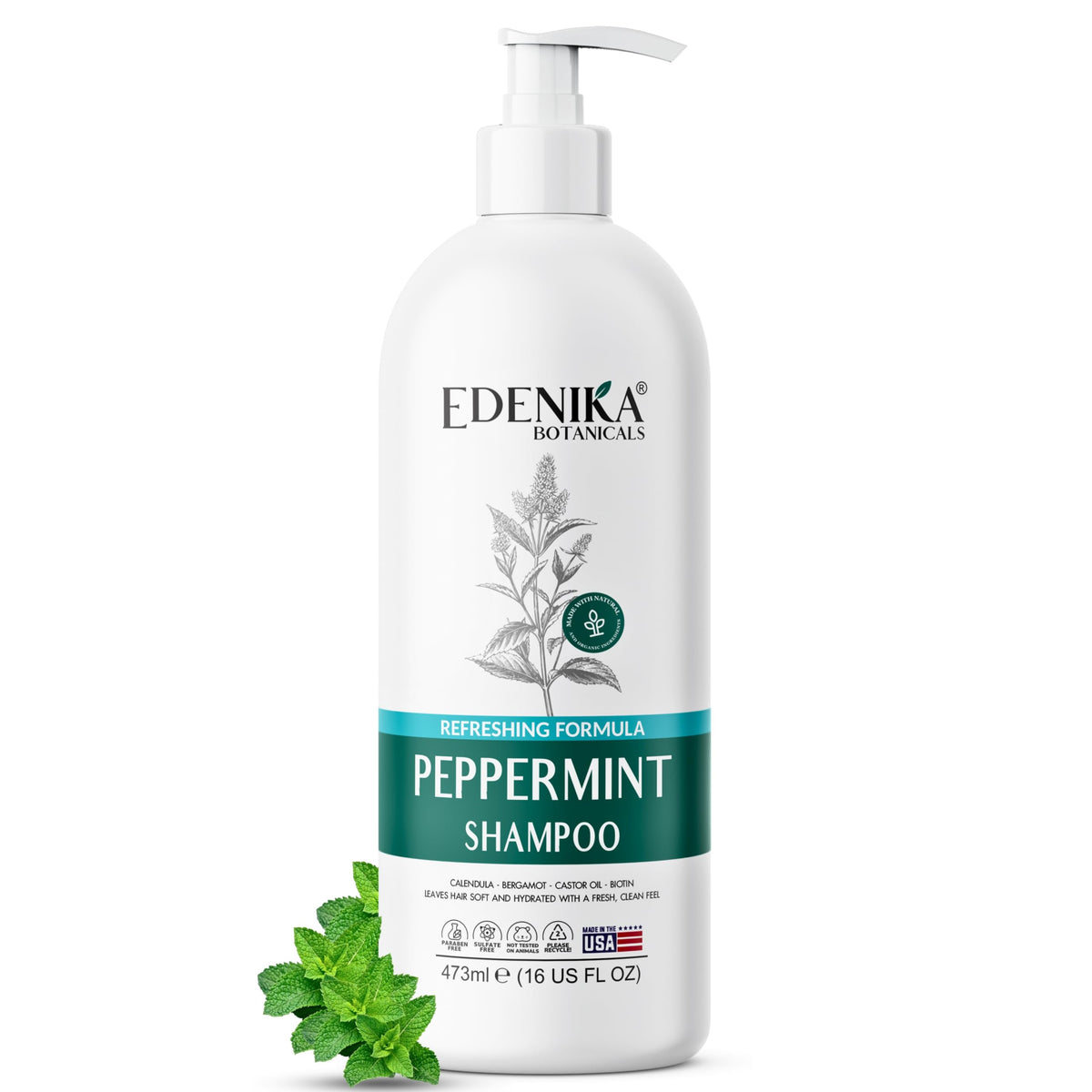 EDENIKA BOTANICALS front label showing product benefits and size