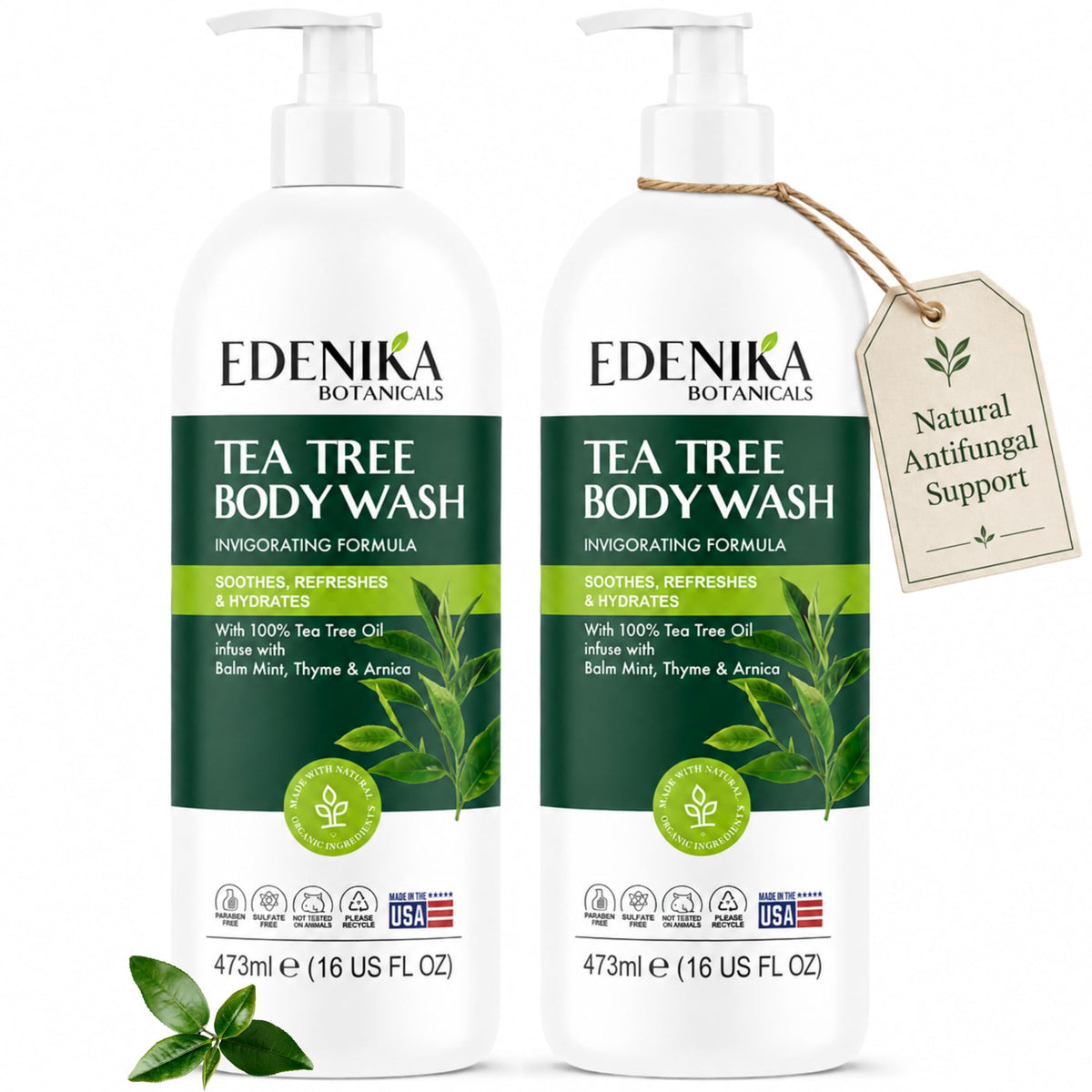 EDENIKA BOTANICALS front bottle view showing product benefits and clean design