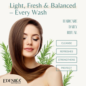 Edenika Botanicals bottle on bathroom shelf showing everyday use benefit