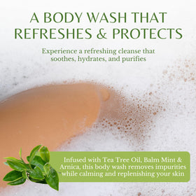 EDENIKA BOTANICALS label close-up highlighting tea tree and organic claims