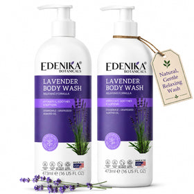 Edenika Botanicals front label showing calming lavender and vitamin E benefits