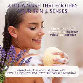 Edenika Botanicals dispensing pump demonstrating easy, controlled body wash use