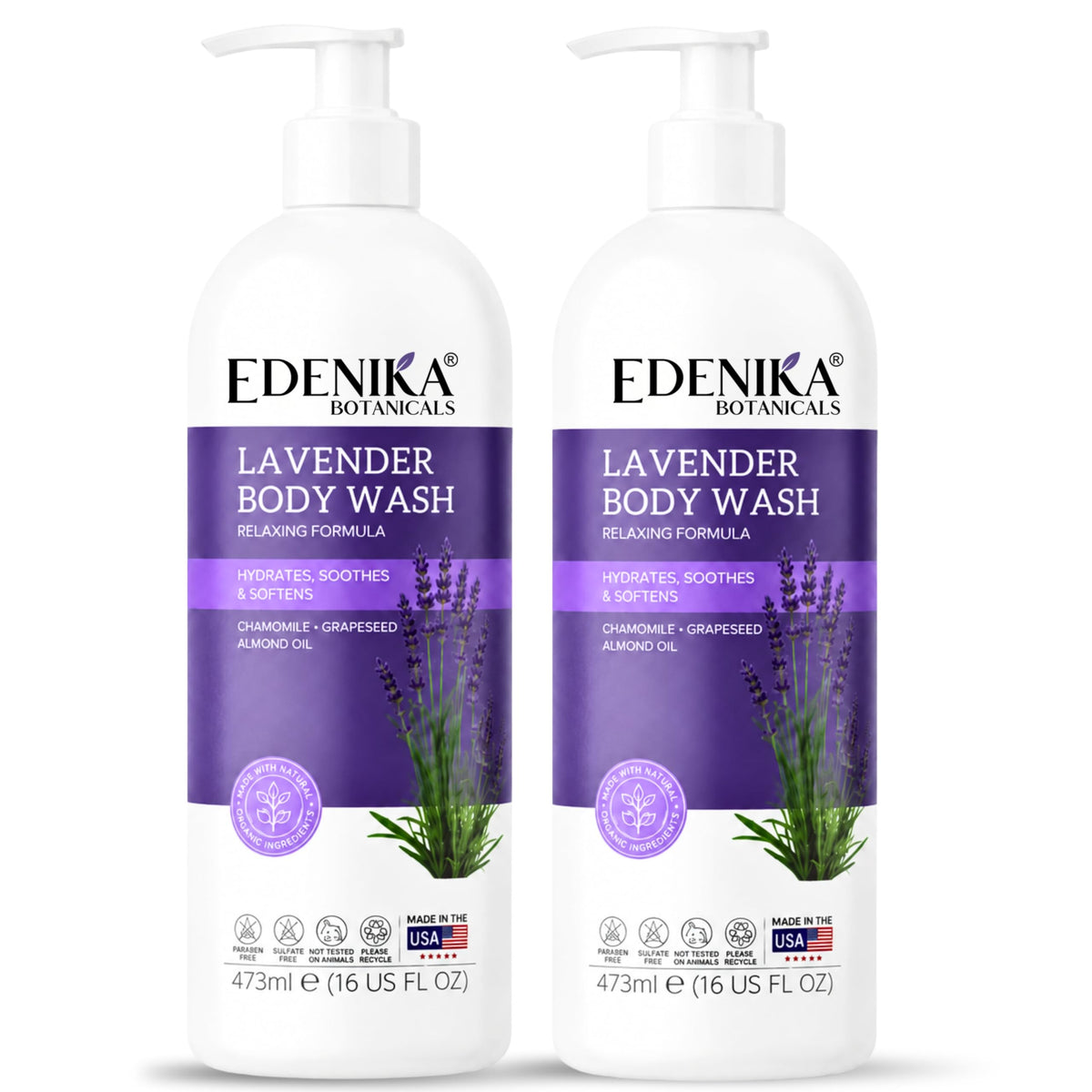 Edenika Botanicals bottle in shower scene conveying relaxing stress-relief ritual