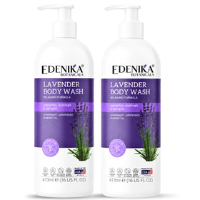 Edenika Botanicals bottle in shower scene conveying relaxing stress-relief ritual