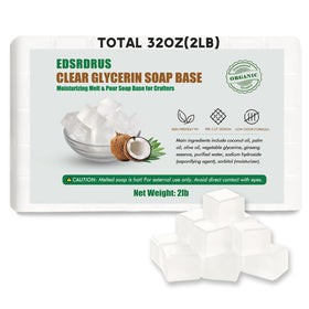 EDSRDRUS front packaging showing 2lb glycerin soap base and easy-use benefit