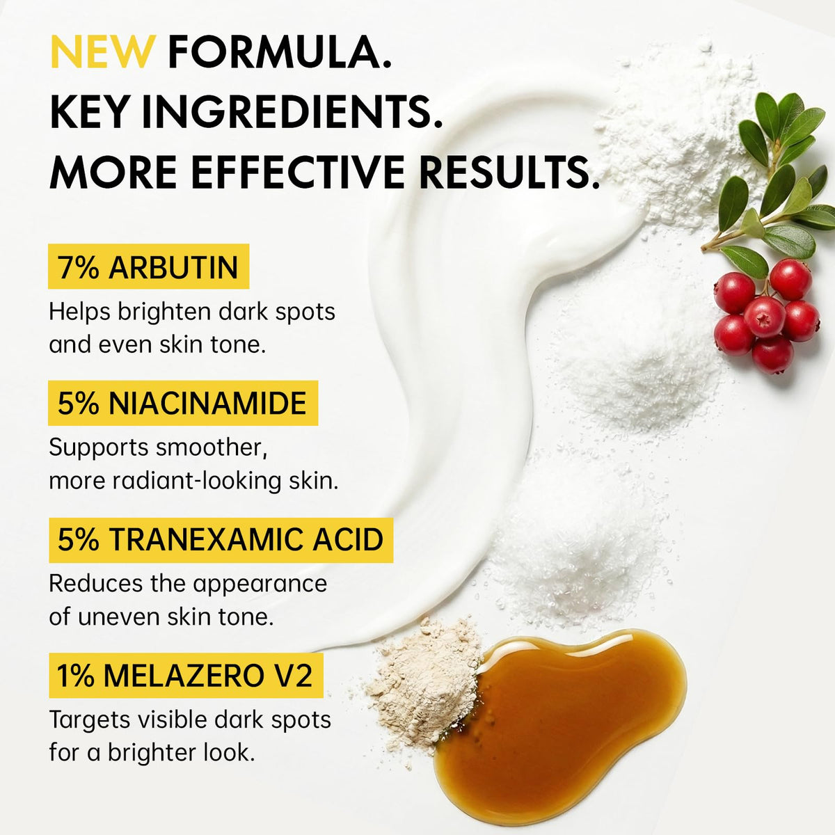 EELHOE label close-up listing arbutin niacinamide tranexamic acid