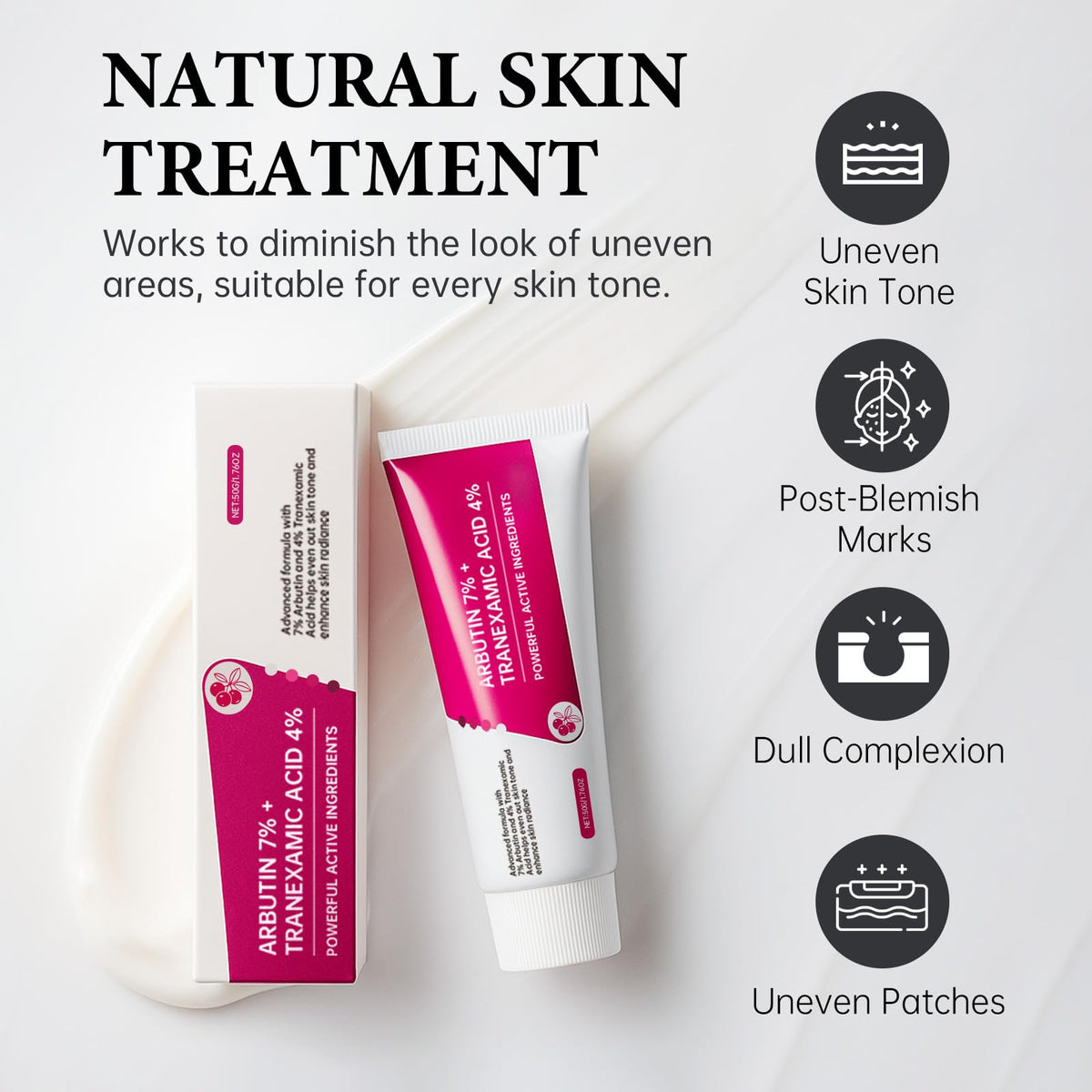 EELHOE ingredient visual with arbutin and TXA highlighting targeted brightening
