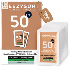 EEZYSUN front packet showing brand and SPF50 for quick identification