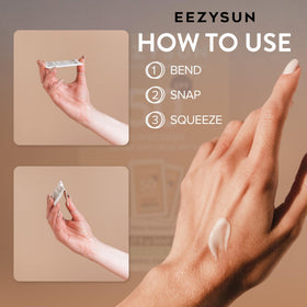EEZYSUN ten packets stacked to illustrate compact travel scale