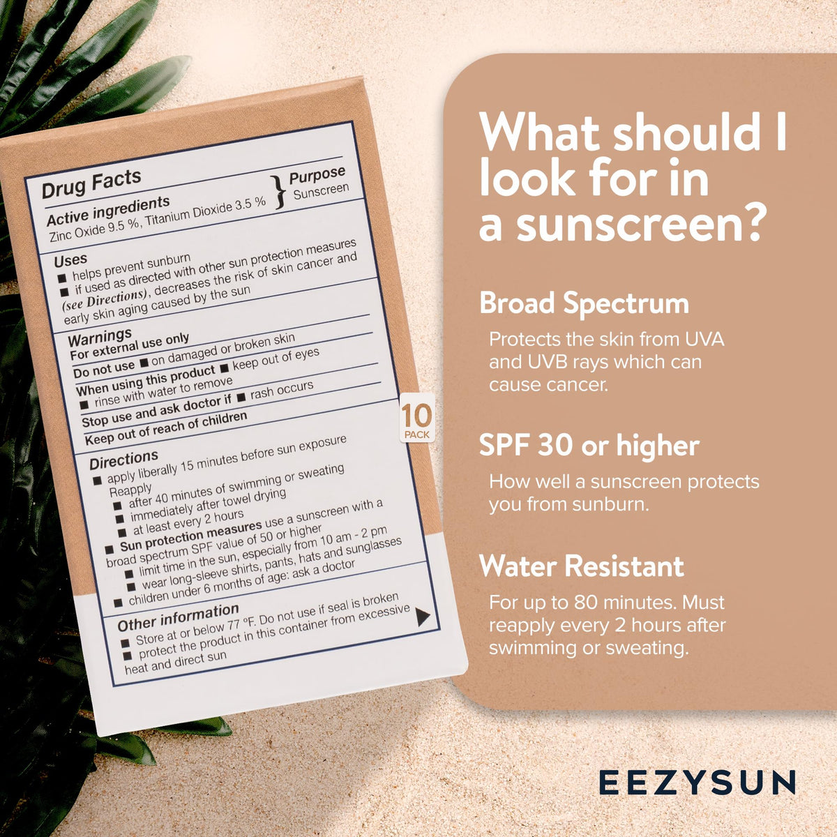 EEZYSUN open snap packet with lotion ready to squeeze for easy use